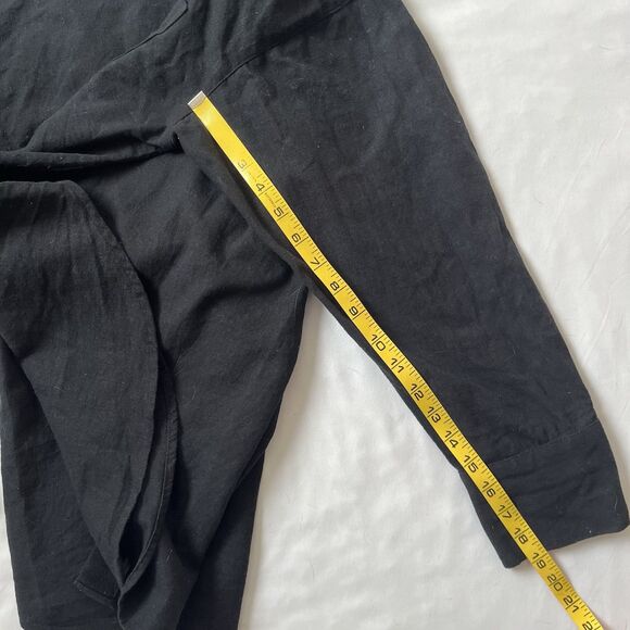 Abercrombie Fitch Linen Blend Top Women Large Black Button Down Tunic Oversized - Picture 10 of 10